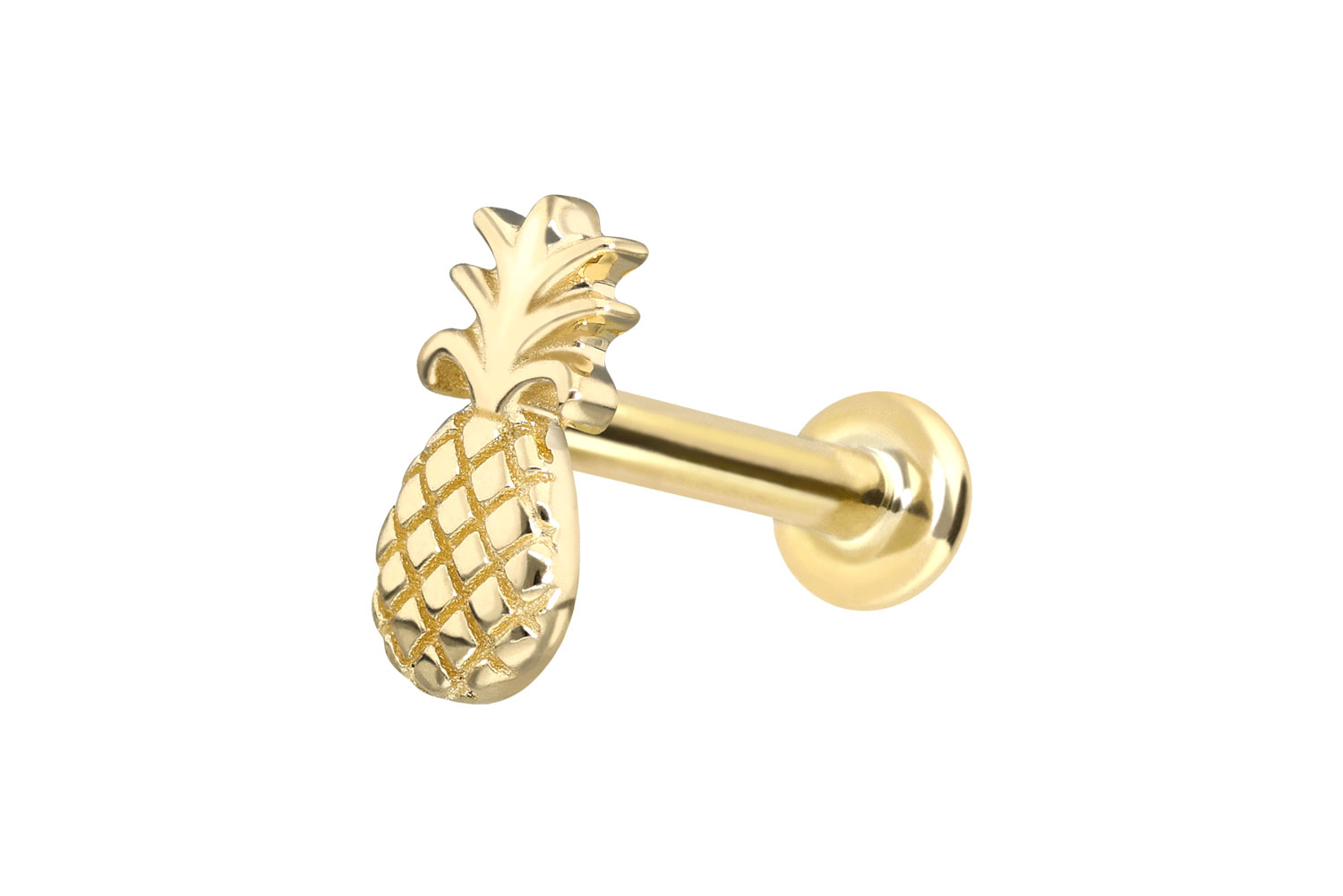 14 Karat Gold Labret Piercing mit Push Fit ANANAS